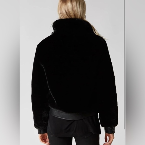BLANK NYC Black Coat with Buckles Moto Inspired With Faux Fur Size L - Picture 3 of 11